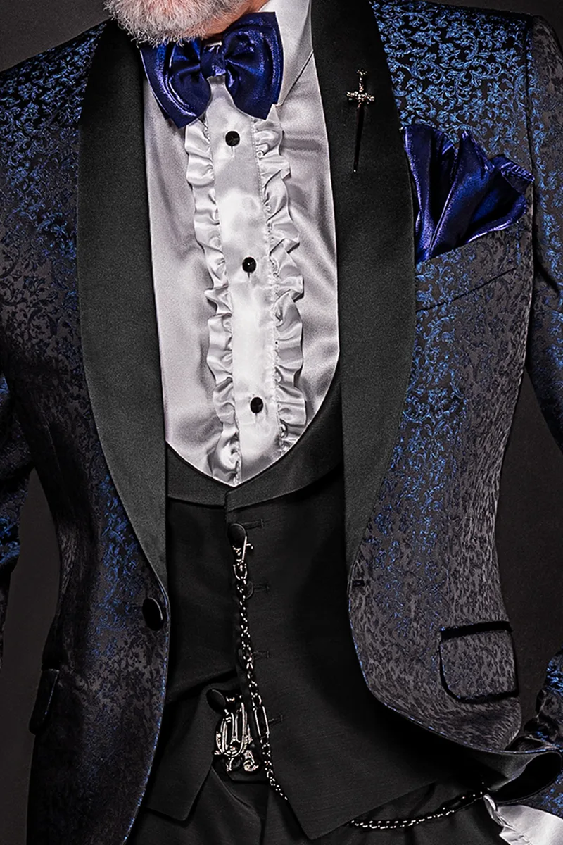 Gilet sciallato misto lana nero rever contrasto
