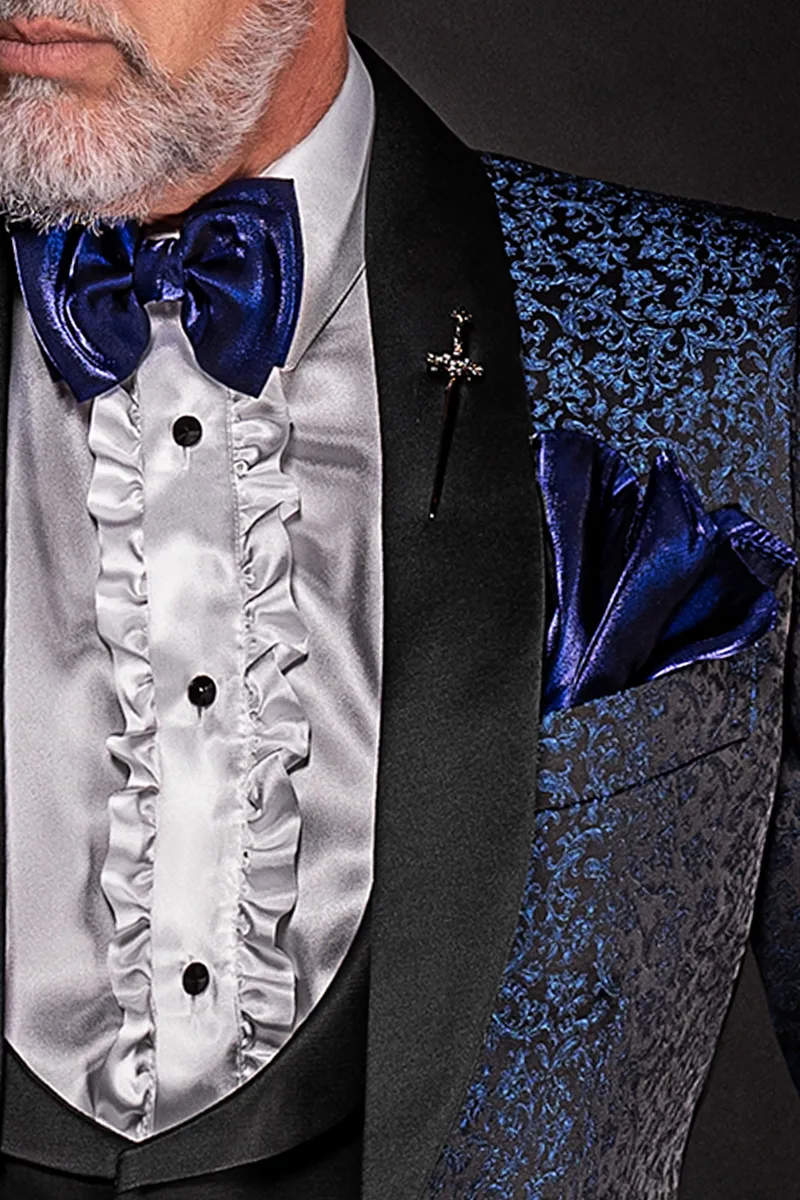 Papillon e Fazzoletto in lurex blu royal