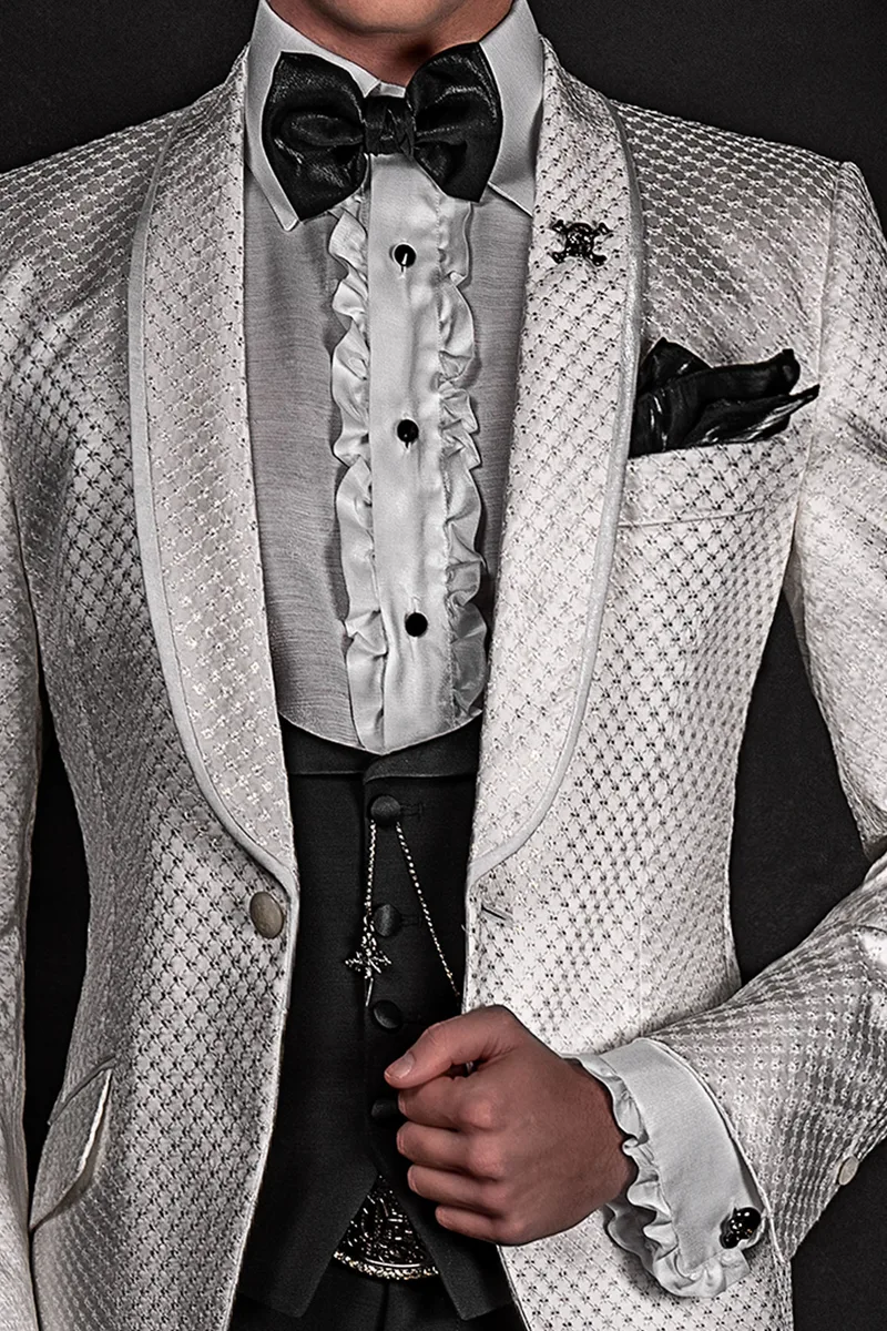 Gilet sciallato misto lana nero rever contrasto