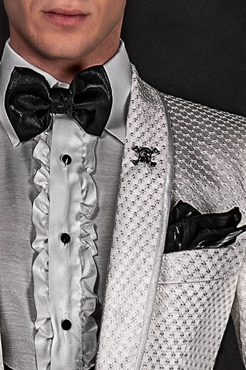 Papillon e fazzoletto in lurex nero