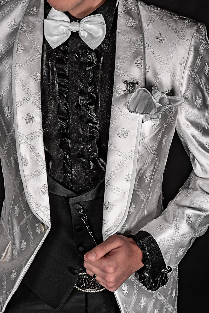 Gilet sciallato misto lana nero rever contrasto