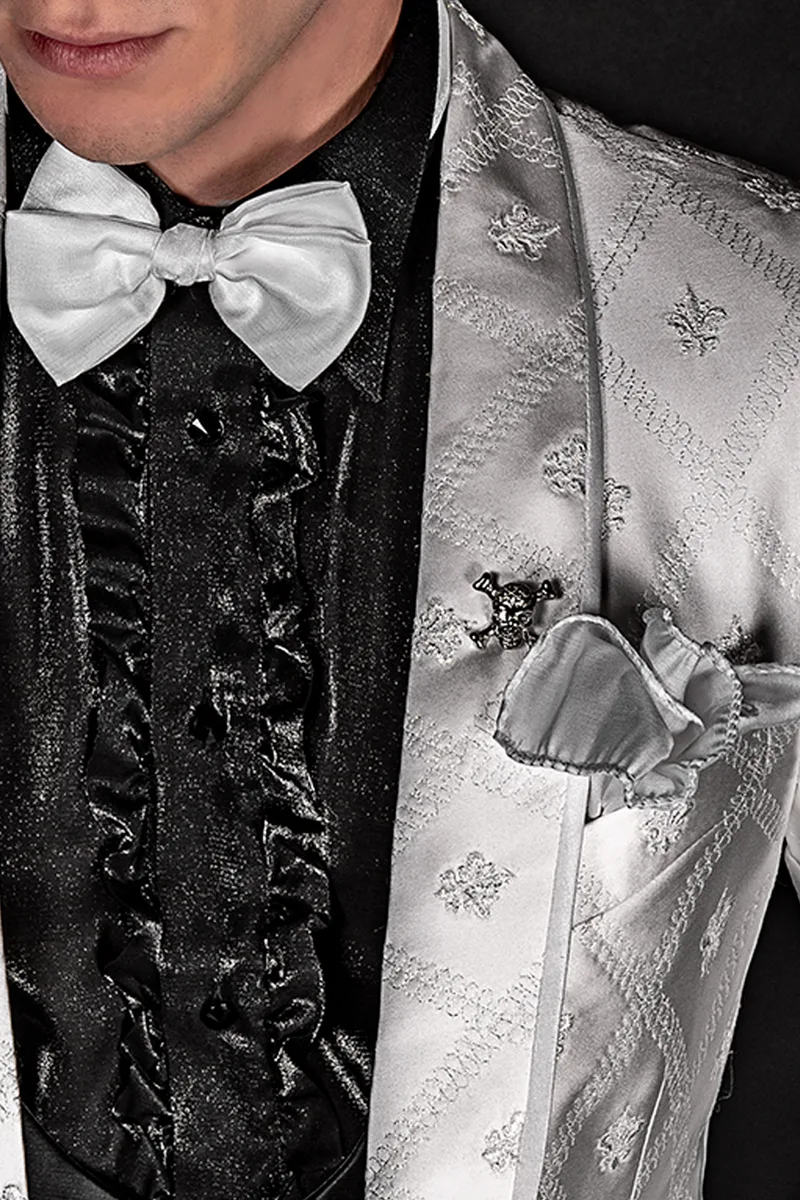 Papillon e Fazzoletto in lurex bianco