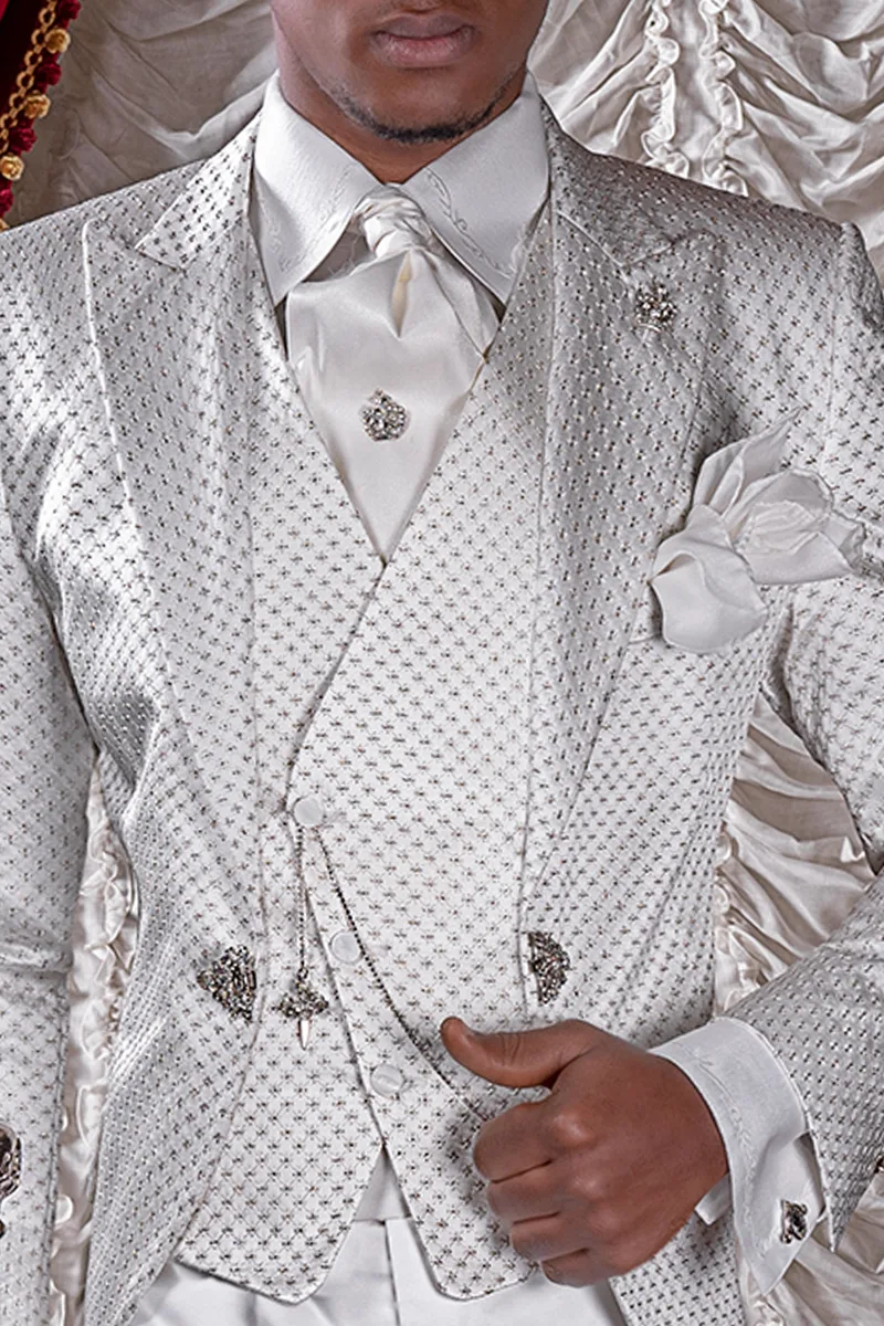 Camicia in lurex bianca ricamo fiori perla