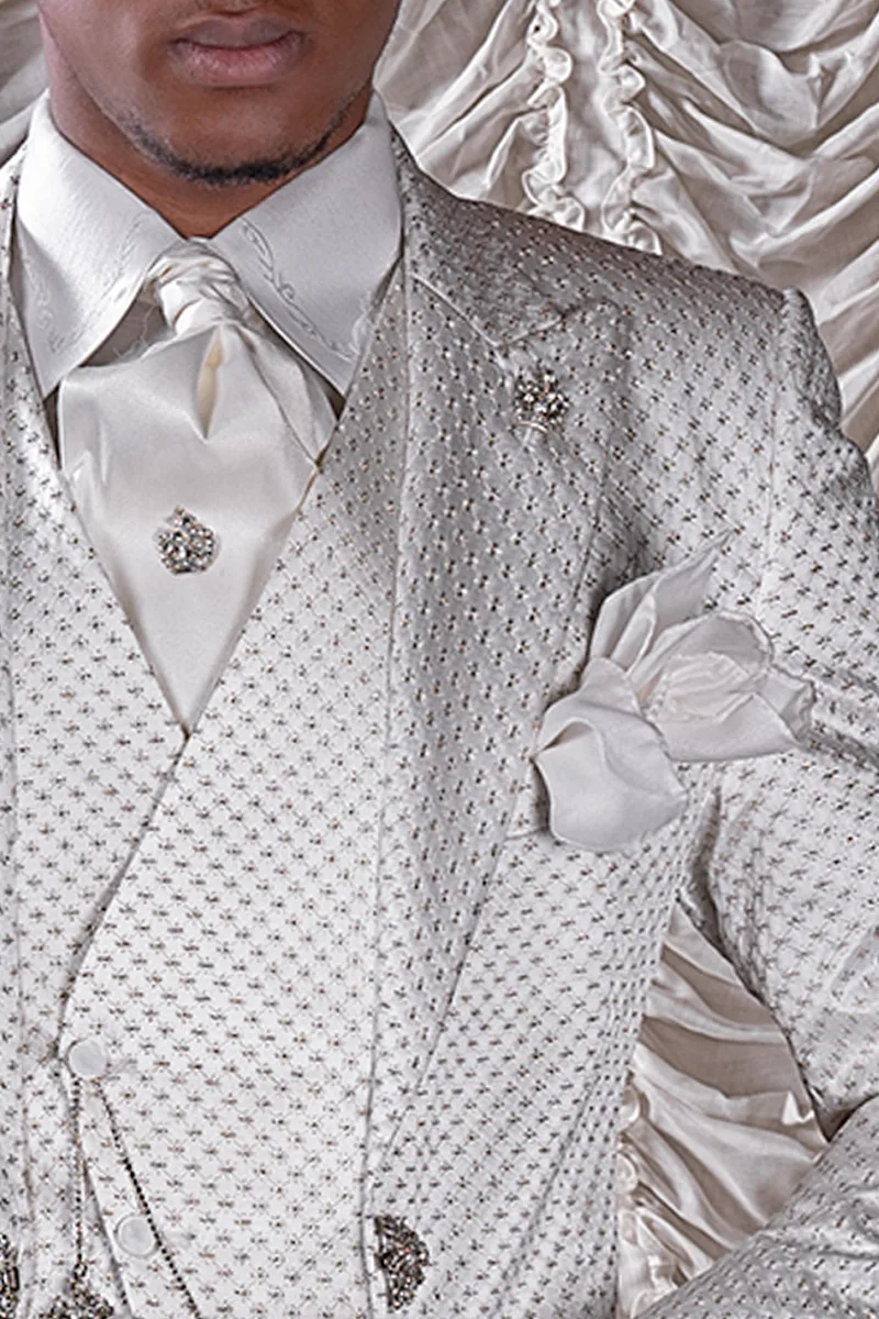 Ascot e fazzoletto in lurex bianco