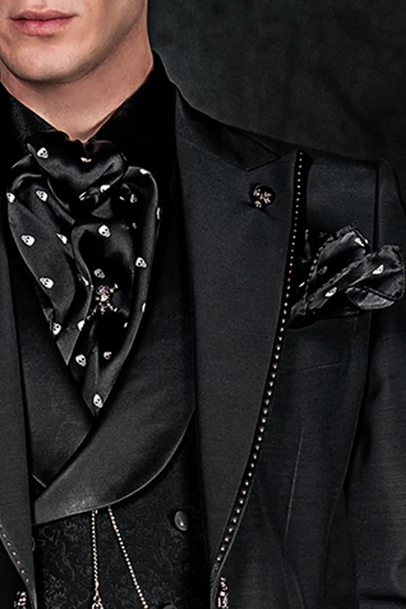 Foulard e Fazzoletto in seta fantasia nero