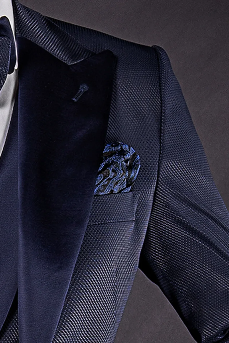 Fazzoletto seta cachemire nero e blu
