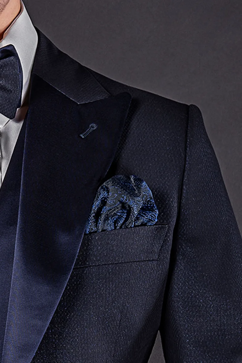Fazzoletto seta cachemire nero e blu