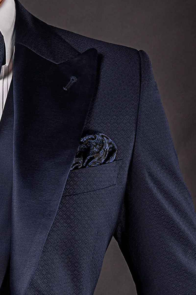 Fazzoletto seta cachemire nero e blu