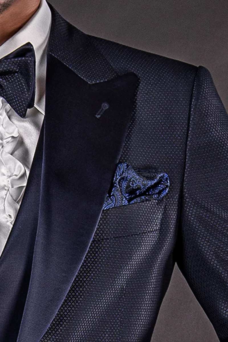Fazzoletto seta cachemire nero e blu