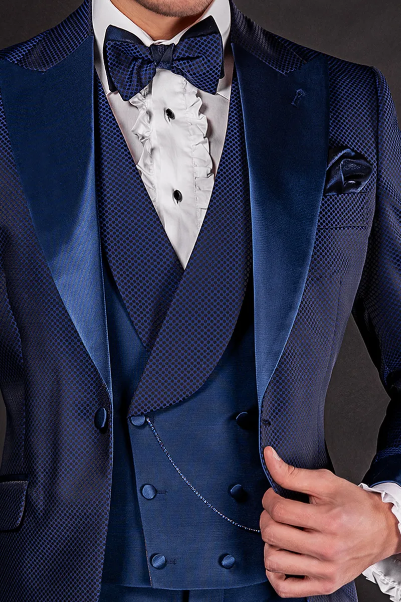Gilet doppiopetto sciallato celeste rever contrasto