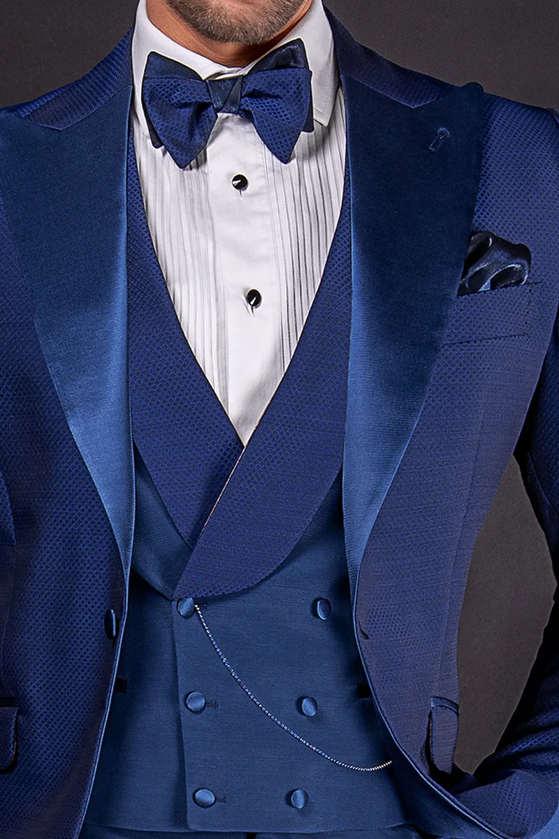 Gilet doppiopetto sciallato celeste rever contrasto
