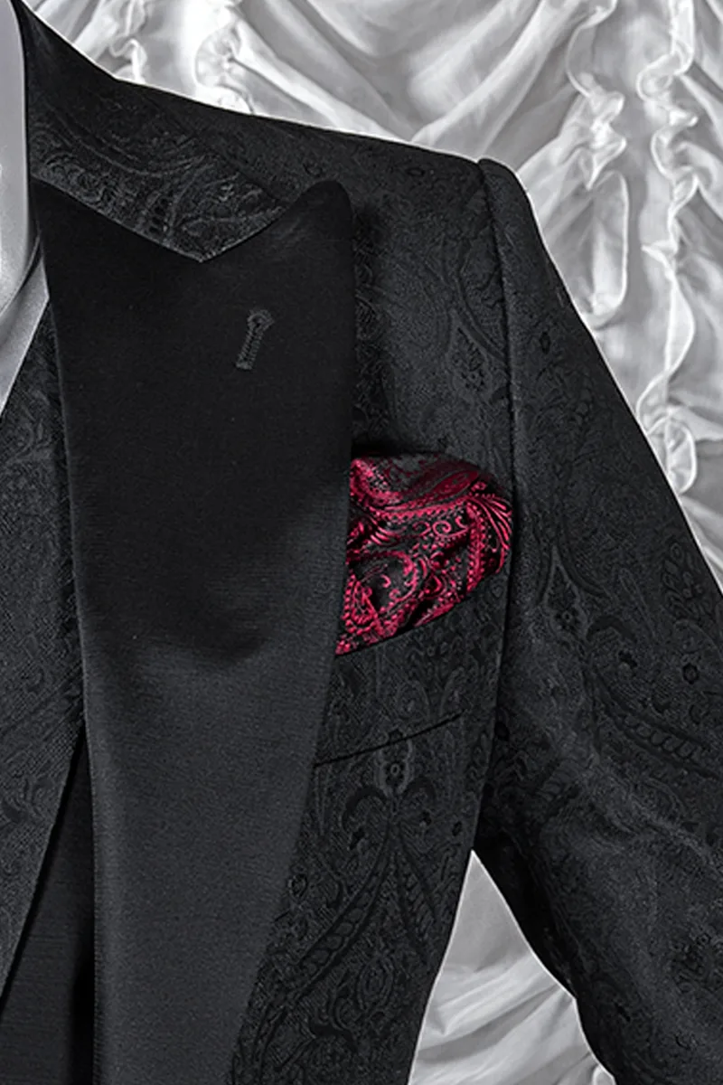 Fazzoletto seta cachemire nero e rosso