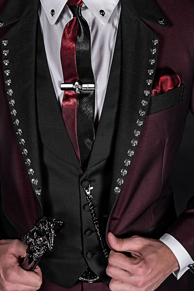 Gilet nero in lana con collo sciallato