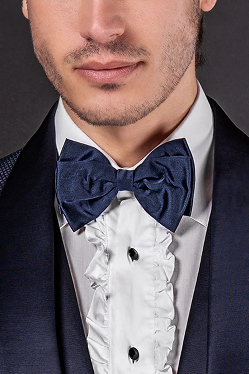 Men's fashion groom suit in blue, made to measure with shawl lapel 2