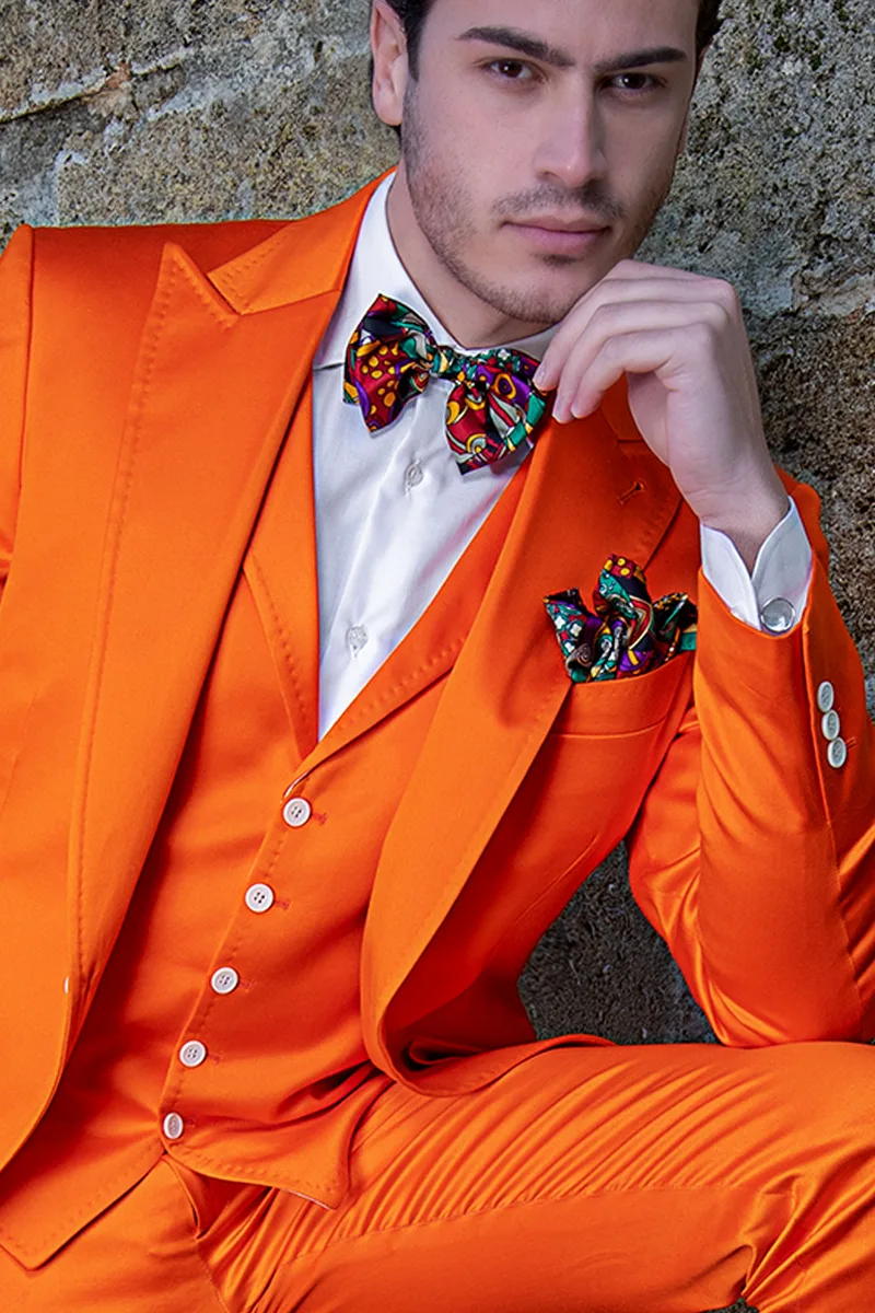 Gilet impunturato in raso di cotone arancio