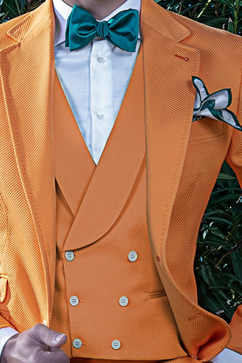 Gilet doppiopetto in piquet di cotone arancio