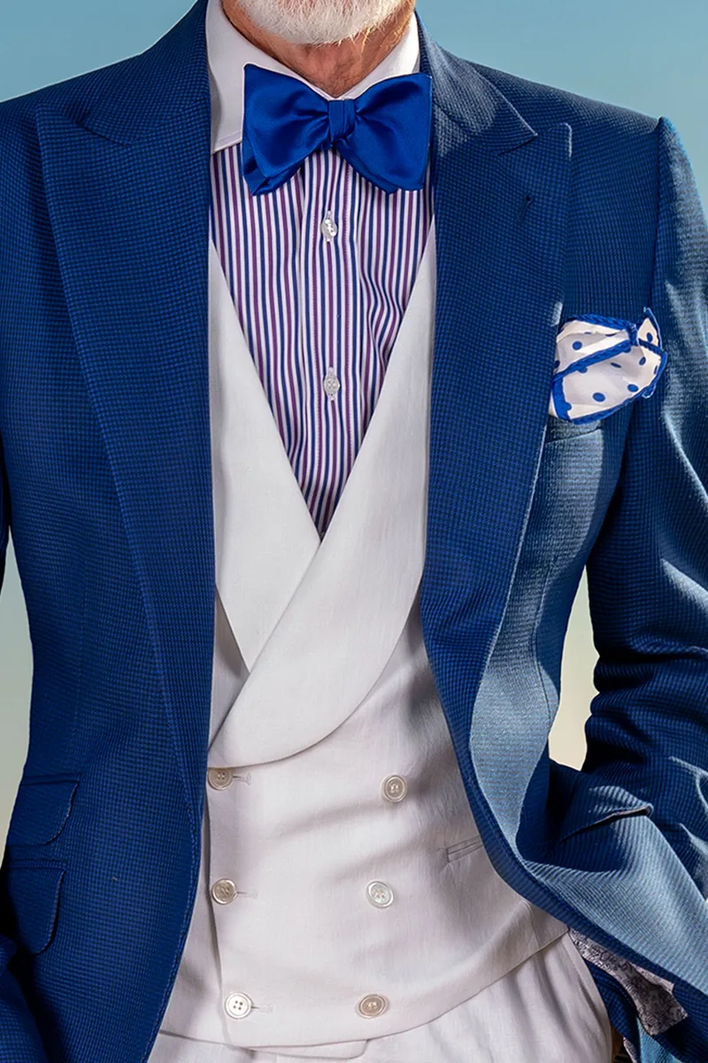Gilet doppiopetto in puro lino bianco