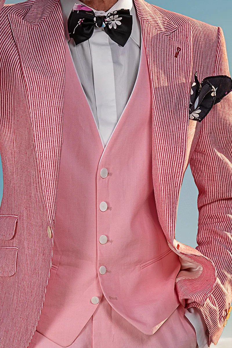 Gilet in lino rosa