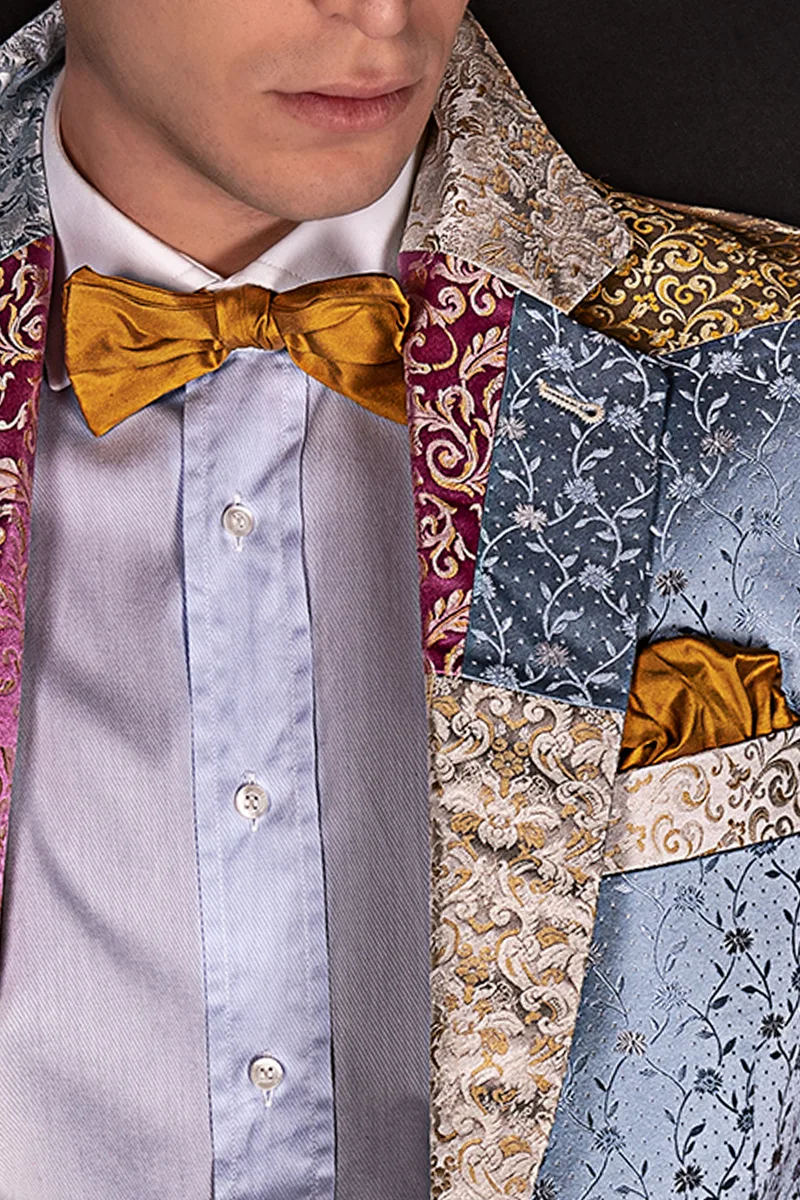 Papillon e Fazzoletto in seta shantung oro