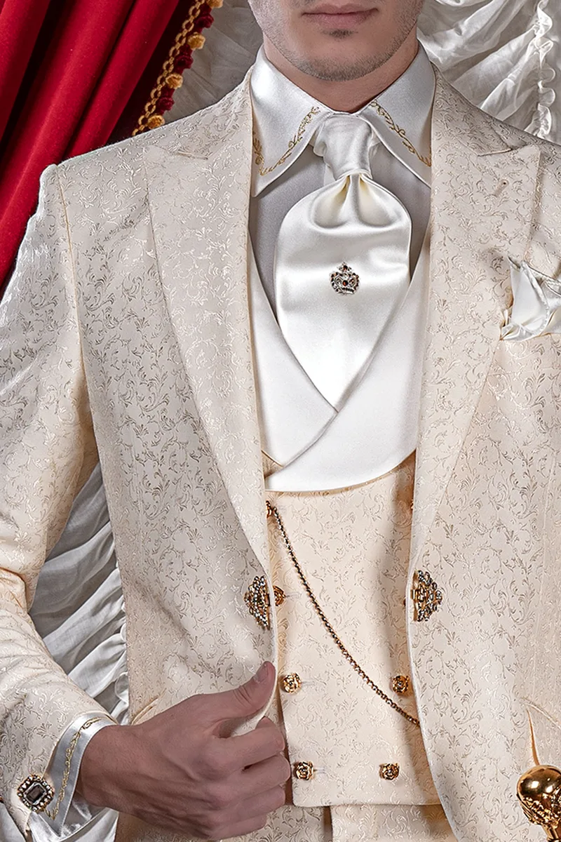 Camicia in raso microfibra bianco con ricamo oro