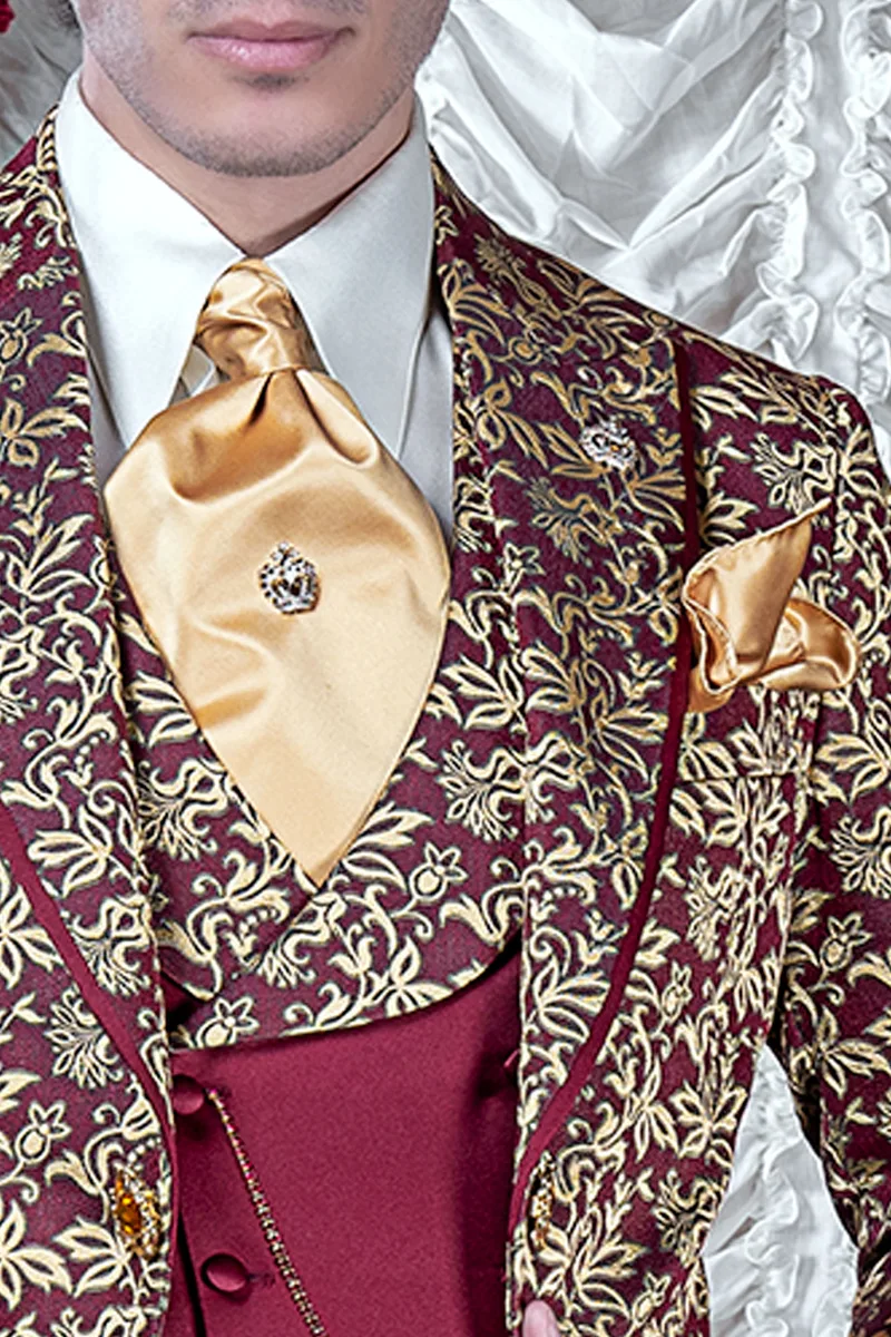 Ascot e fazzoletto in raso oro