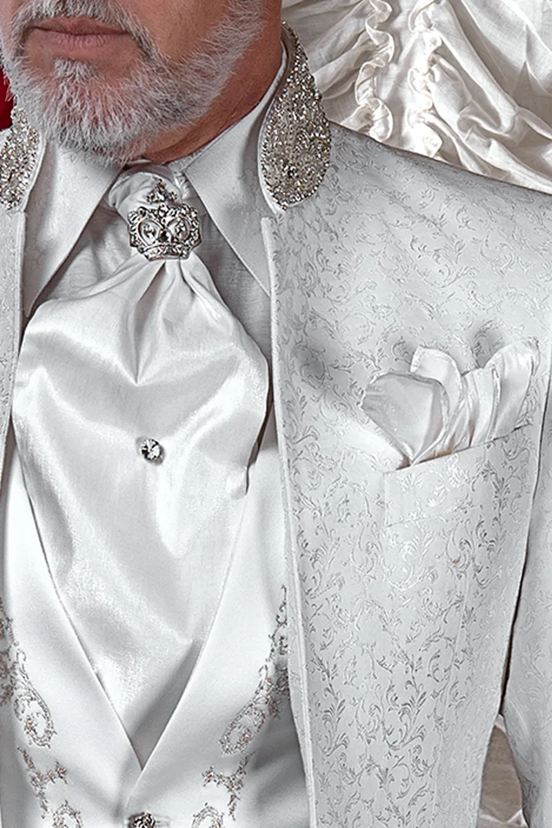 Ascot e fazzoletto in lurex bianco