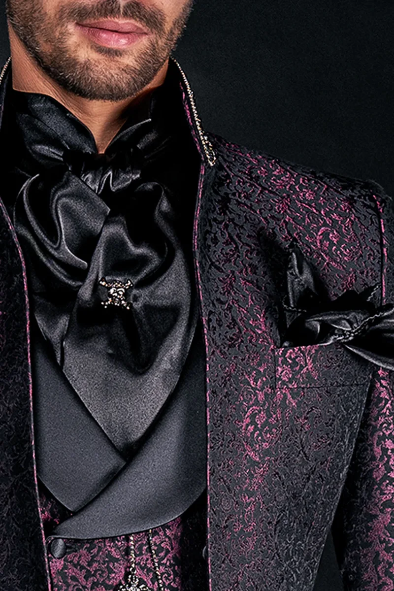 Black Satin Scarf and Handkerchief Set