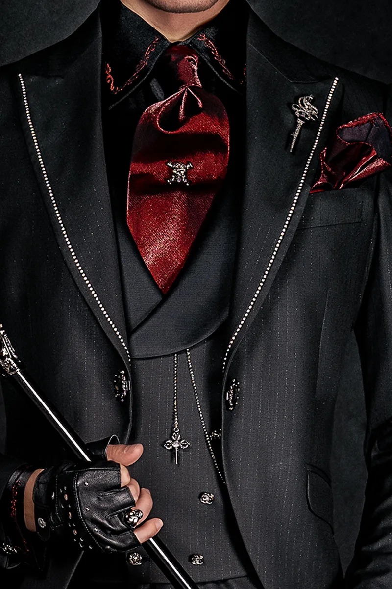 Gilet doppiopetto con rever sciallato nero