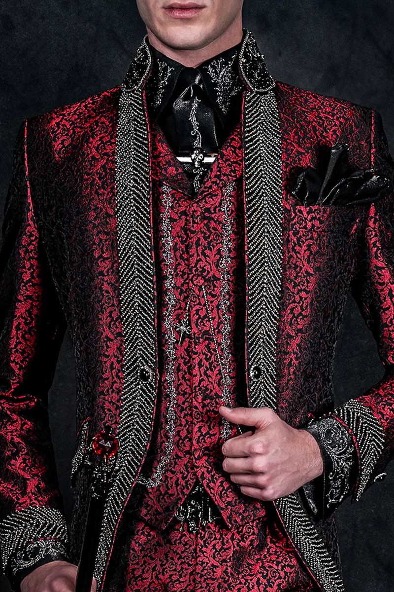 Camicia e Cravatta in tessuto lurex nero con ricamo