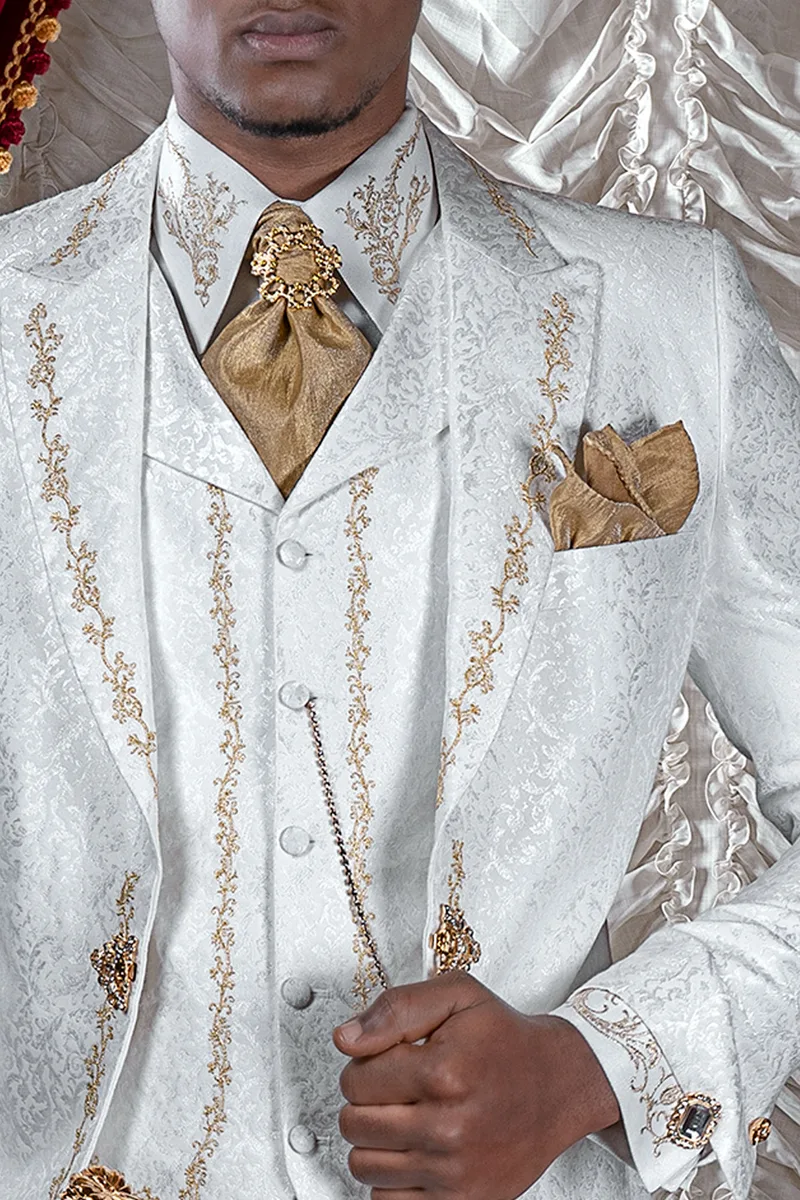 Camicia lurex bianco con ricamo oro