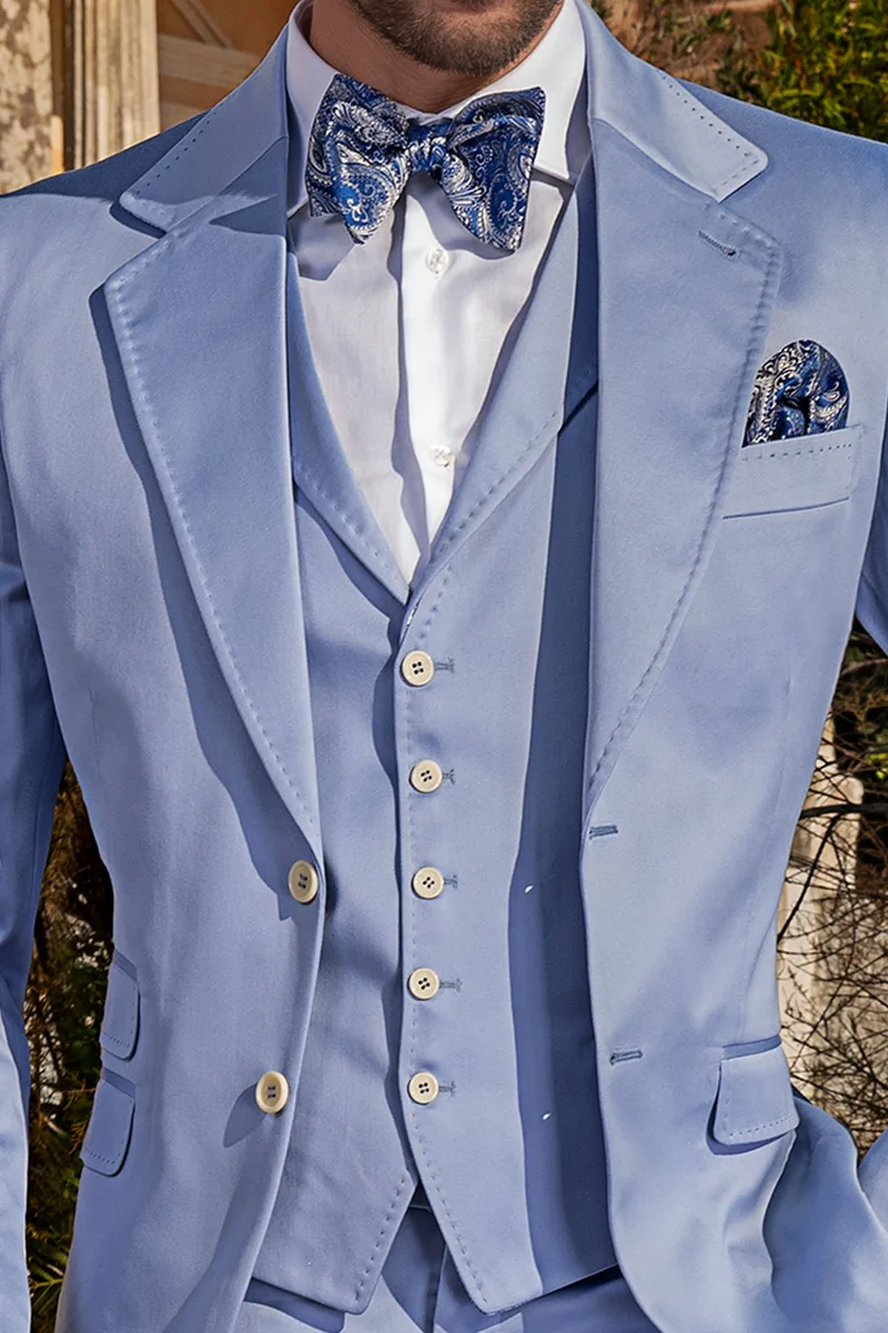 Gilet impunturato in raso di cotone celeste