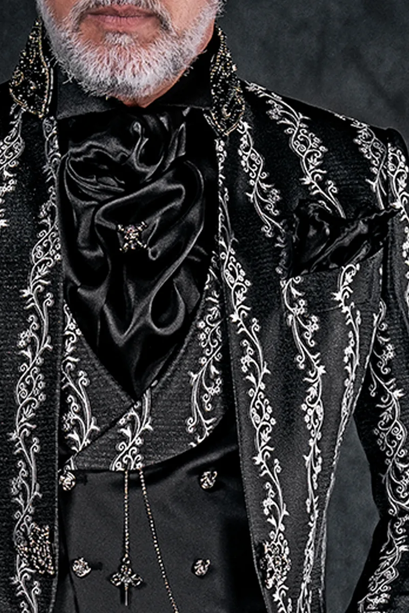 Black Satin Scarf and Handkerchief Set