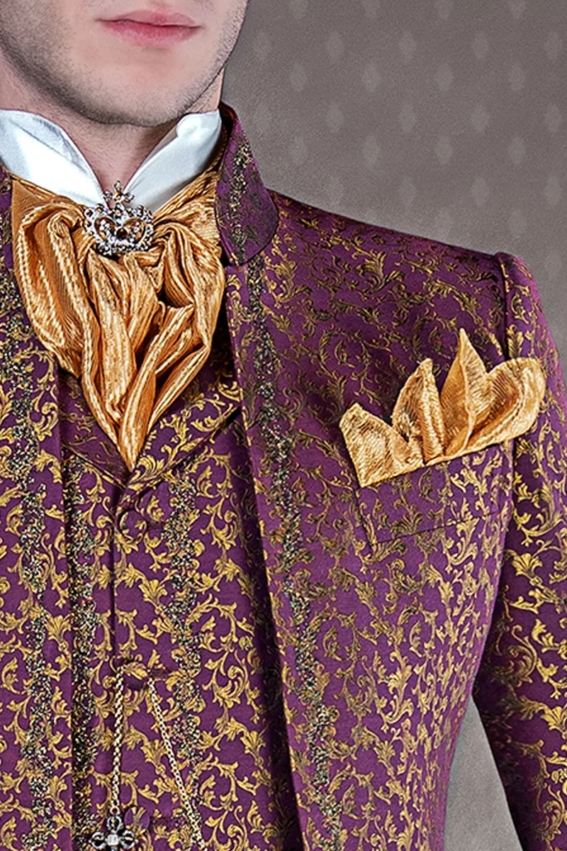 Plastron annodato oro con fazzoletto