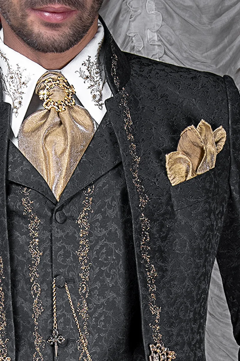 Cravattone da annodare e fazzoletto oro