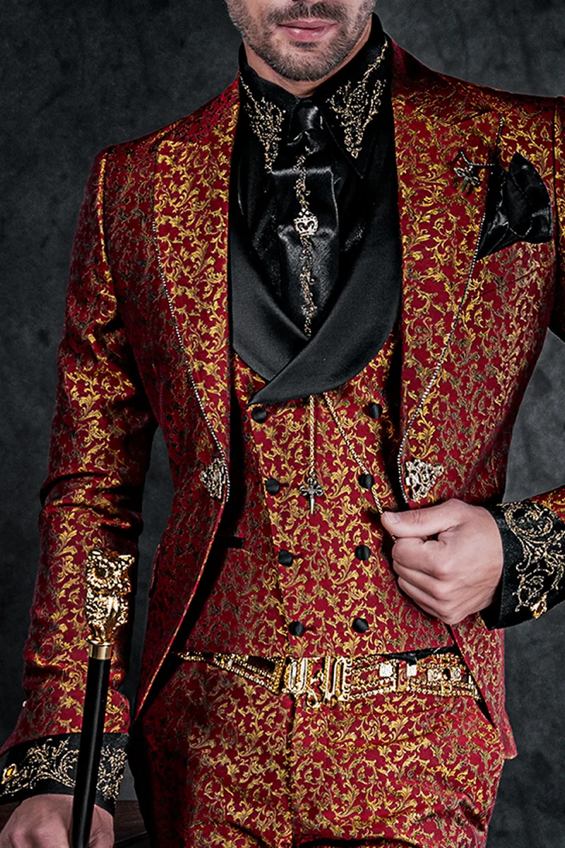 Camicia e cravatta lurex nero ricami oro
