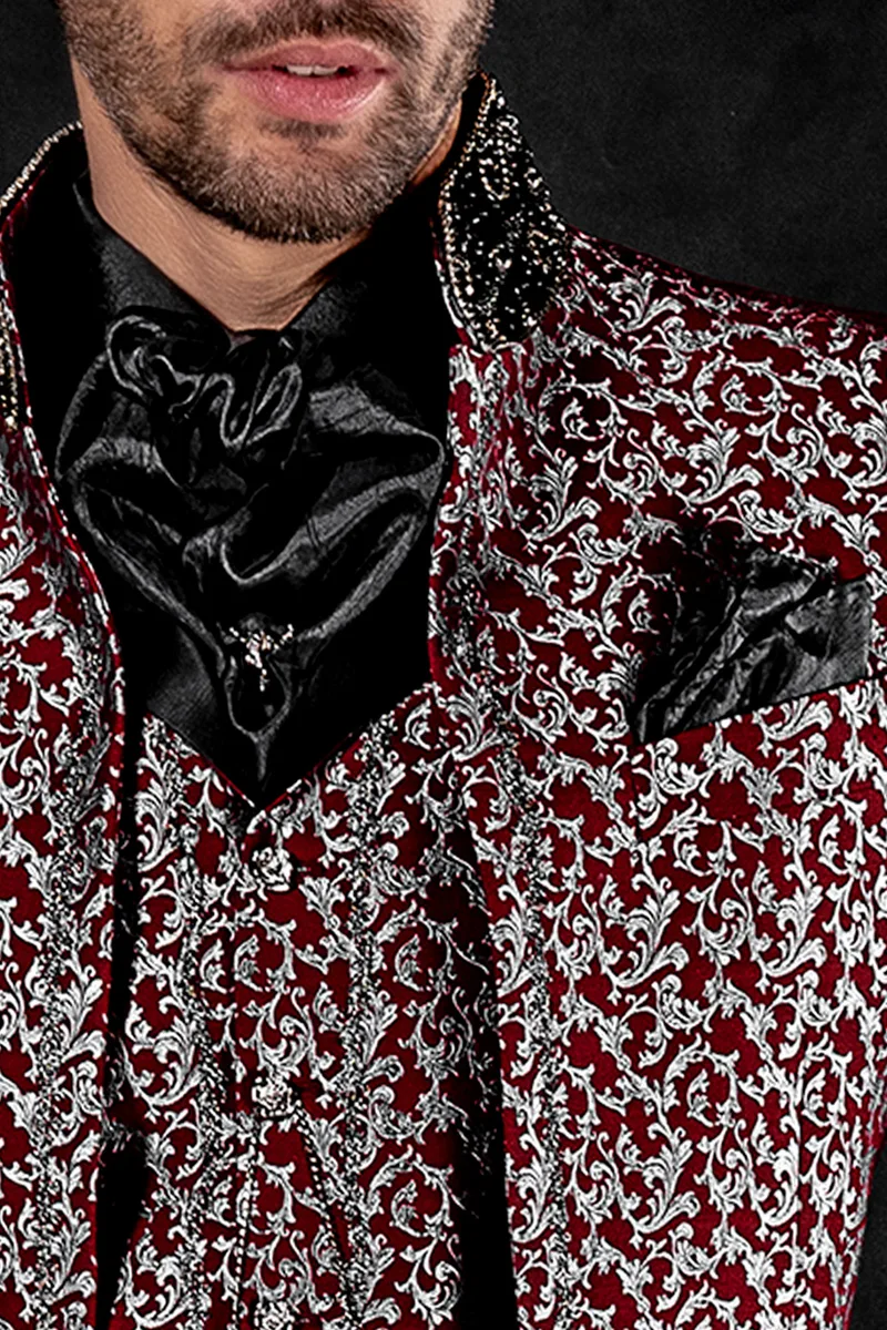 Scarf and Handkerchief Set in Black Crushed Fabric