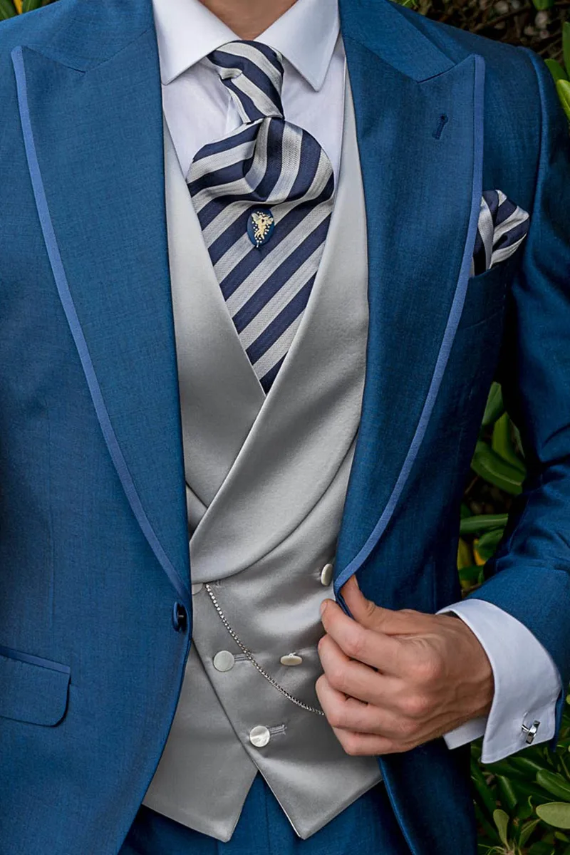 Gilet doppiopetto in misto seta grigio