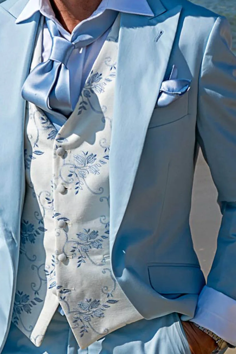 Gilet in misto viscosa bianco con ricamo floreale celeste