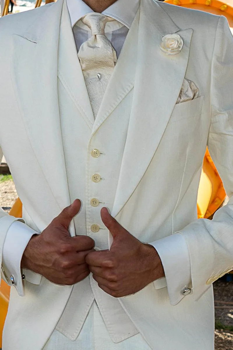 Gilet impunturato in lino bianco avorio