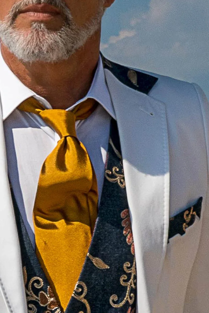 Costume mode élégant en coton blanc avec association en jean brodé 4