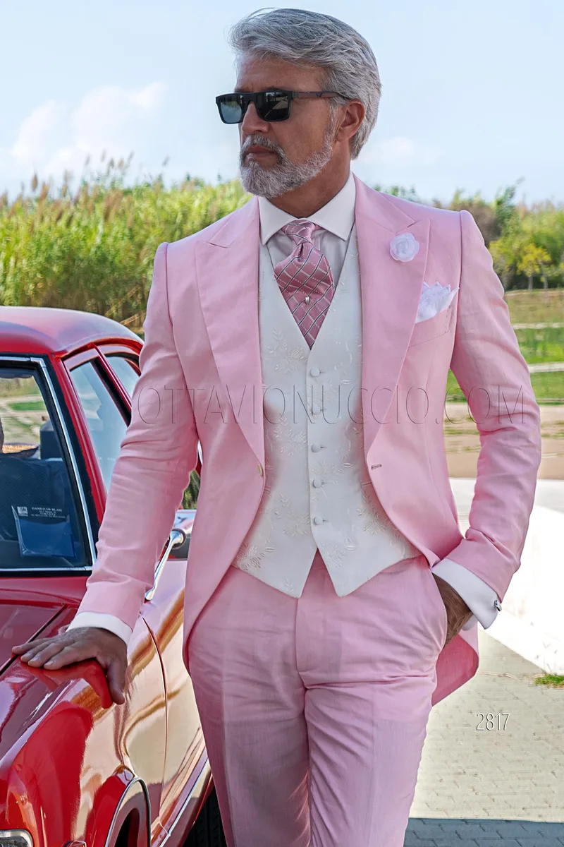 Demi-Tight in puro lino rosa per un matrimonio estivo – Piano americano
