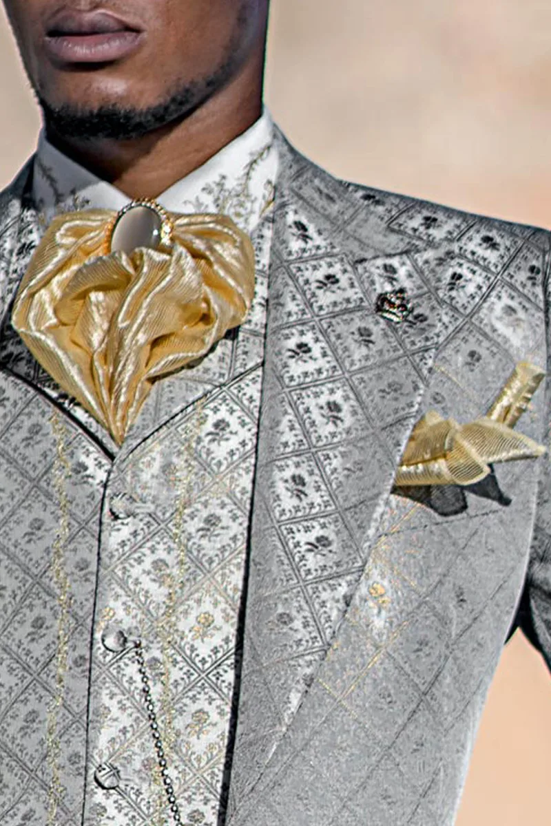 Plastron annodato in pizzo beige
