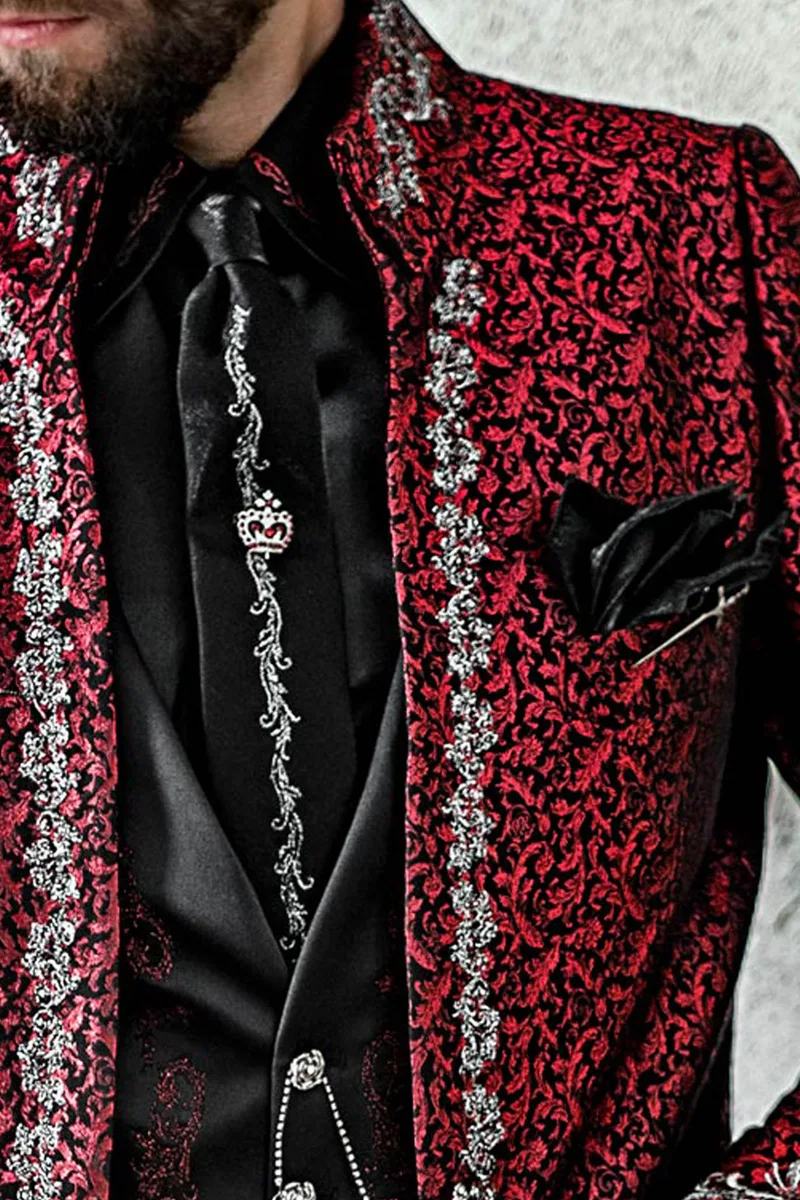 Cravatta ricamata e fazzoletto in lurex nero