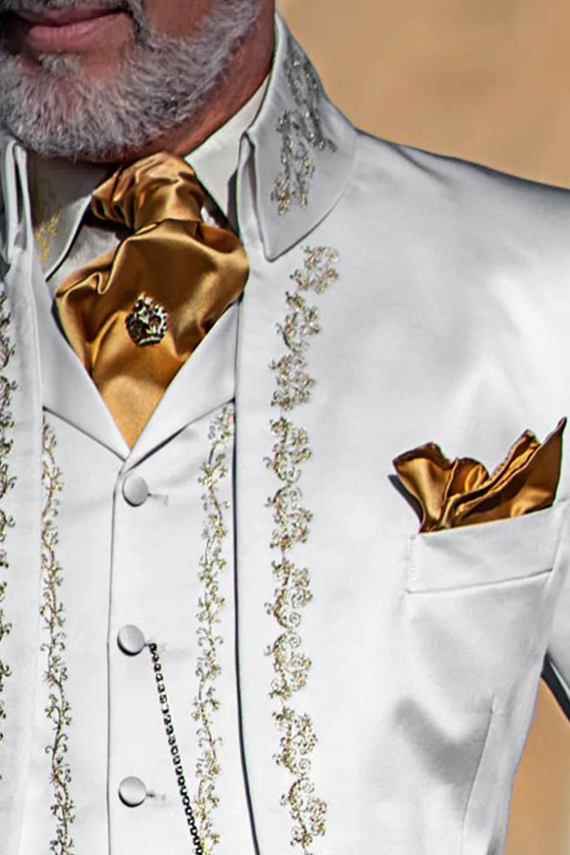 Ascot e fazzoletto in raso oro