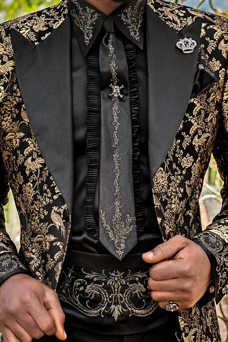 Camicia e accessori neri ricamo drago
