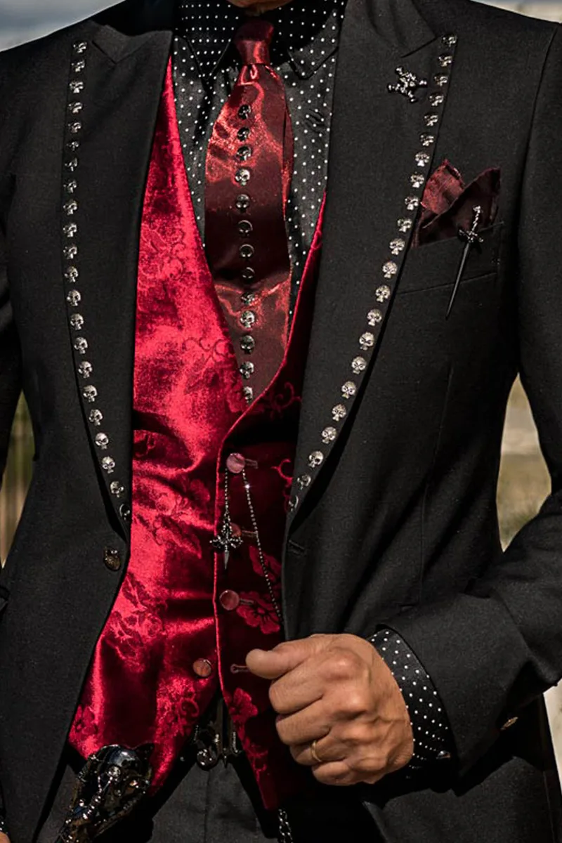 Gilet in velluto floreale rosso