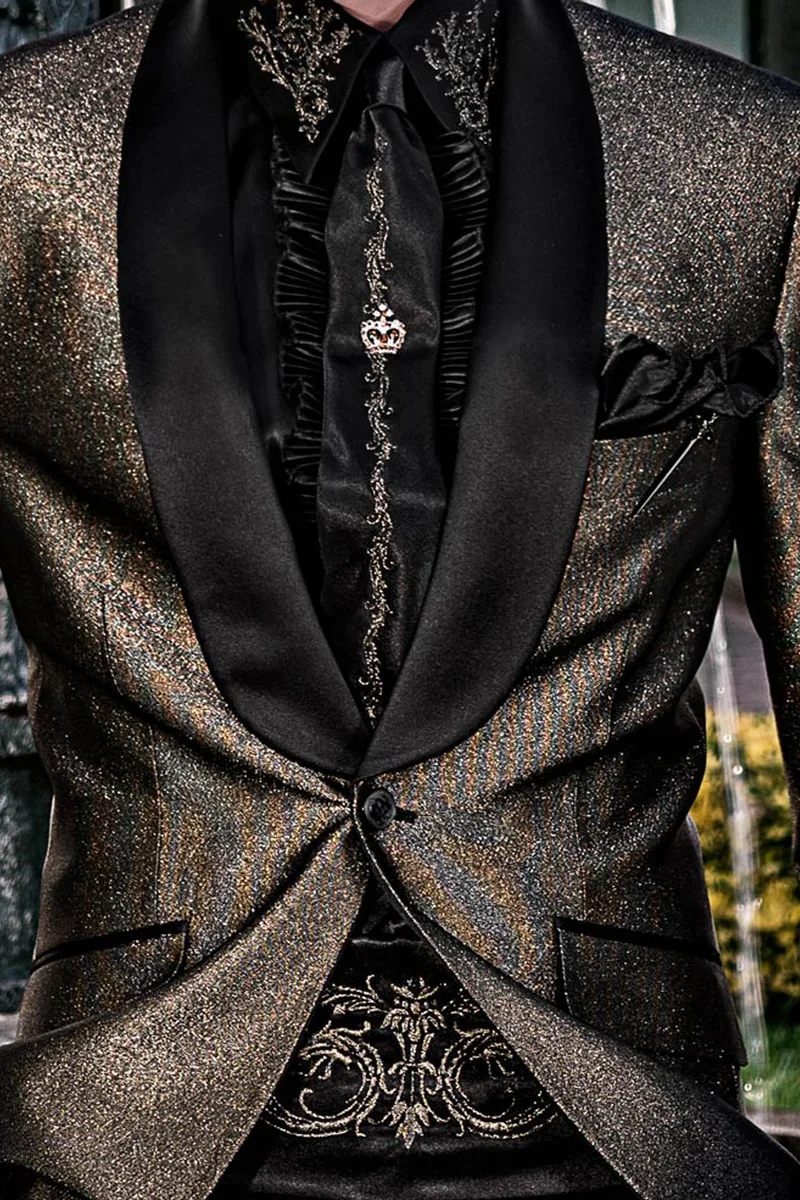 Camicia e accessori neri ricamo drago