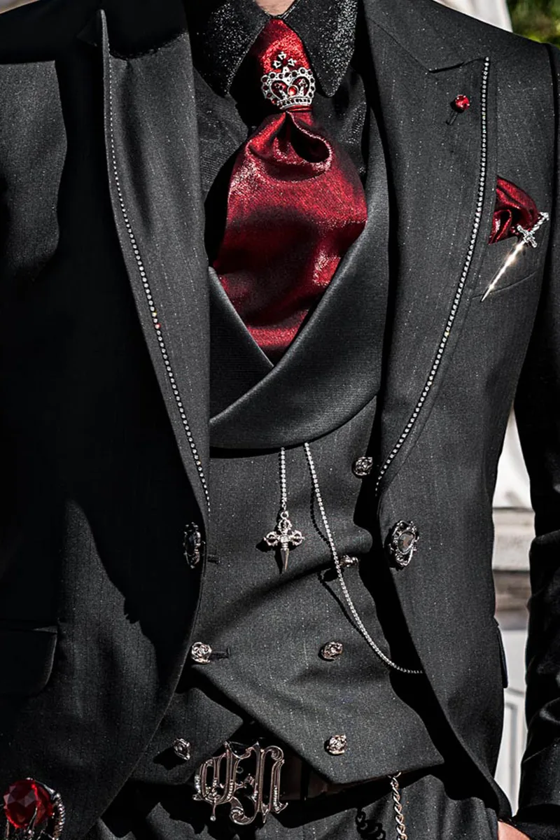 Gilet doppiopetto con rever sciallato nero