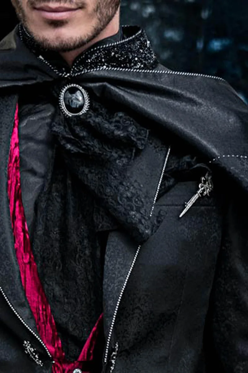 Plastron annodato in pizzo nero