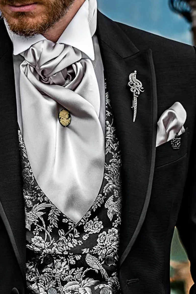 Foulard y pañuelo en raso gris perla